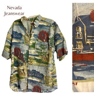 NEVADA Jeanswear XL Mens 90s Vintage Button Down Casual Shirt Cottagecore Cotton